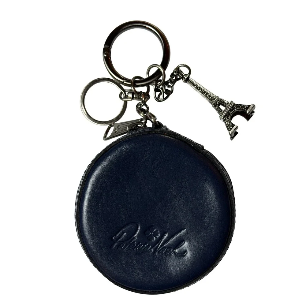 Patricia Nash Macaron Bag Charm Navy Blue Leather Paris Eiffel Tower Keychain OS